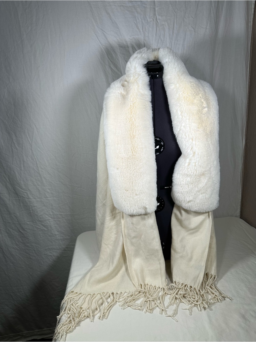 Faux Fir Trimmed Blanket Scarf